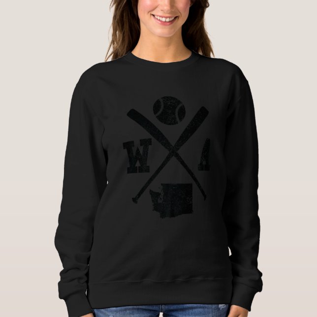 Sweatshirt WA USA State - Baseball Player Washington Premium (Devant)