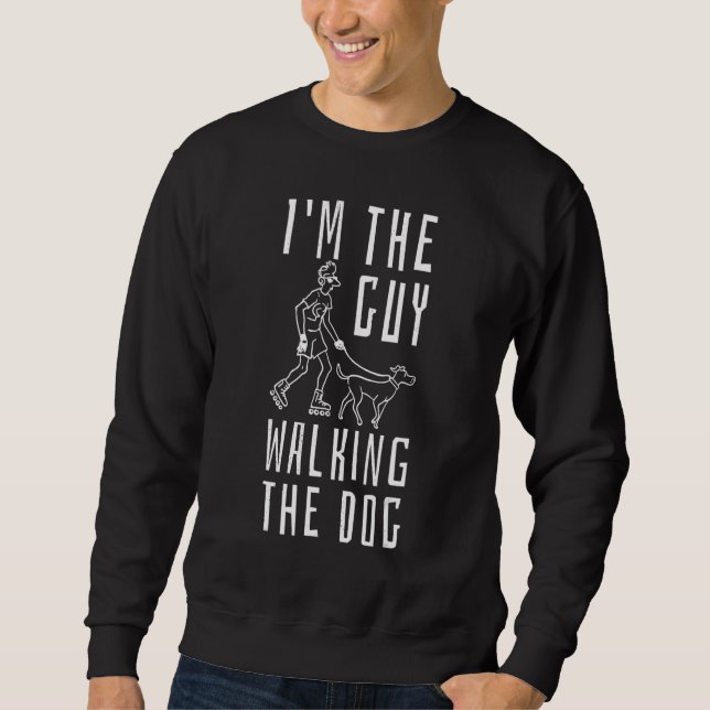 Sweatshirt Walking the dog - accessories. Funny dog statement (Devant)