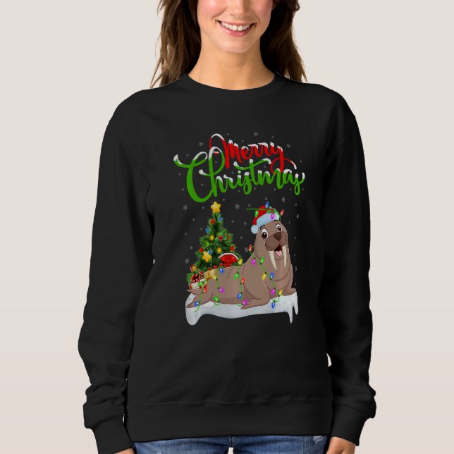 Sweatshirt Walrus  Xmas Decorations Santa Walrus Christmas (Devant)