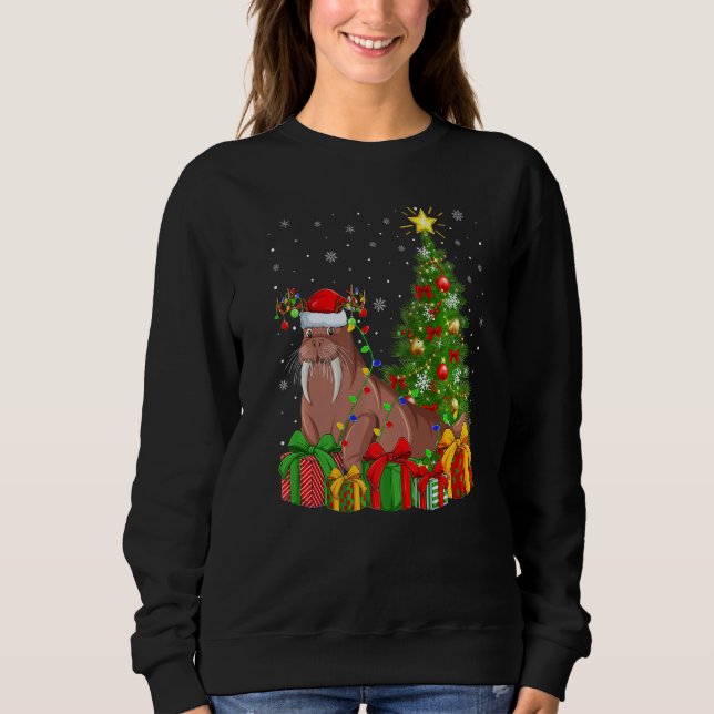 Sweatshirt Walrus  Xmas Holiday Santa Walrus Christmas Tree (Devant)