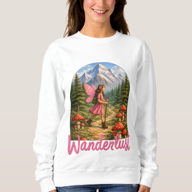 Sweatshirt Wanderlust Mountain Fairy Hiker Fairycore Mushroom (Devant)