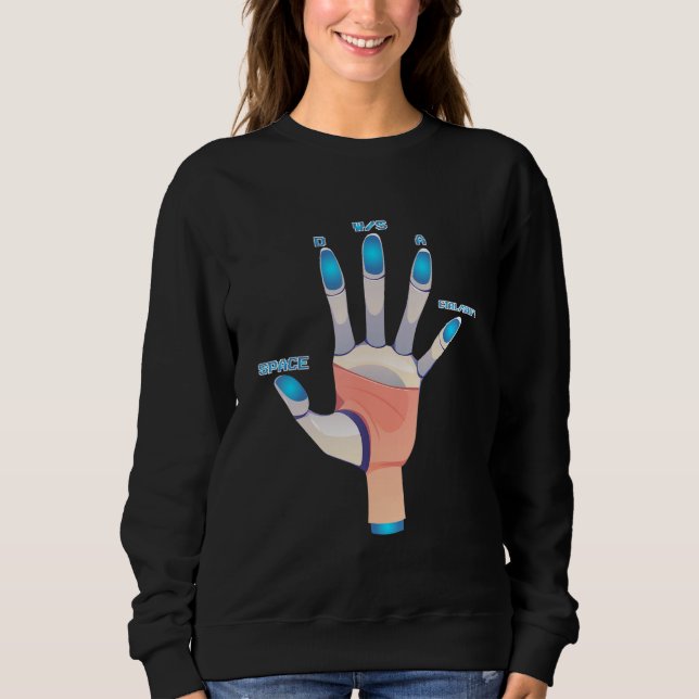 Sweatshirt WASD PC Gamer Hand Gamer Video Gaming Boys Men Vin (Devant)