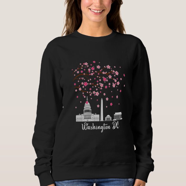 Sweatshirt Washington Dc Cherry Blossements Monuments Hommes  (Devant)
