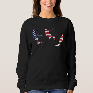 Sweatshirt Water Skiers Usa Flag American Water Skiing