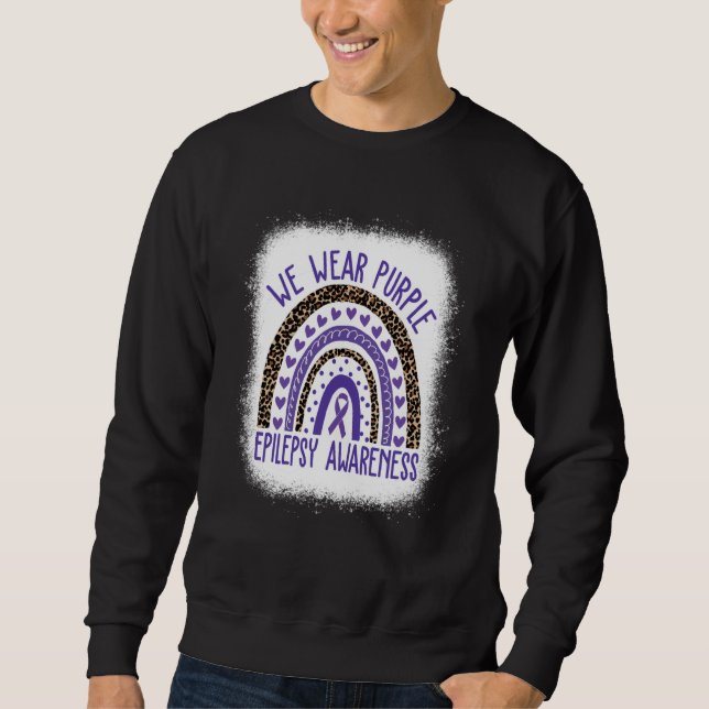 Sweatshirt We Wear Purple Leopard Rainbow For Epilepsy Awaren (Devant)