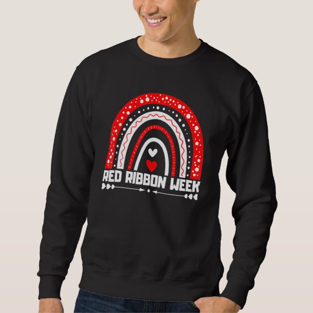 Sweatshirt We Wear Red For Red Ribbon Week Awareness Leopard  (Devant)