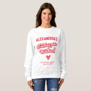 Sweatshirt Week-end entre filles en rose et rouge