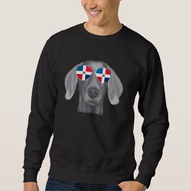 Sweatshirt Weimaraner Chien Dominicain Drapeau Lunettes de so (Devant)