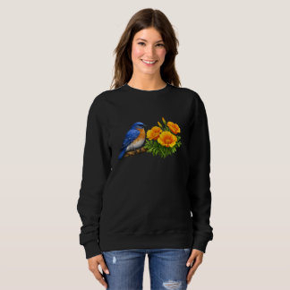 Sweatshirt Western Bluebird with California Poppies 
