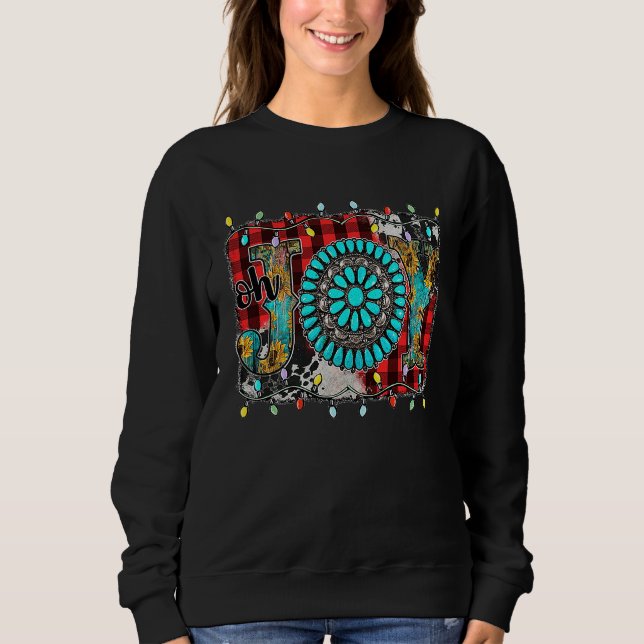 Sweatshirt Western Country Christmas Joy Buffalo Turquoise Co (Devant)