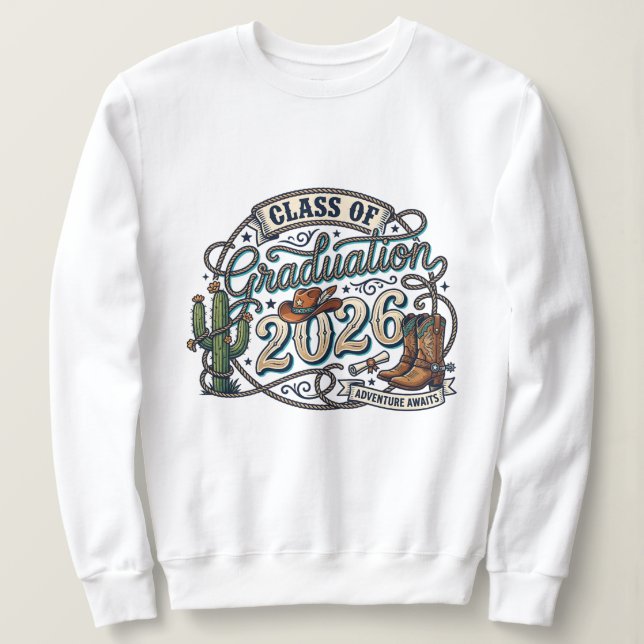 Sweatshirt Western style 2026 Graduation  (Design devant)