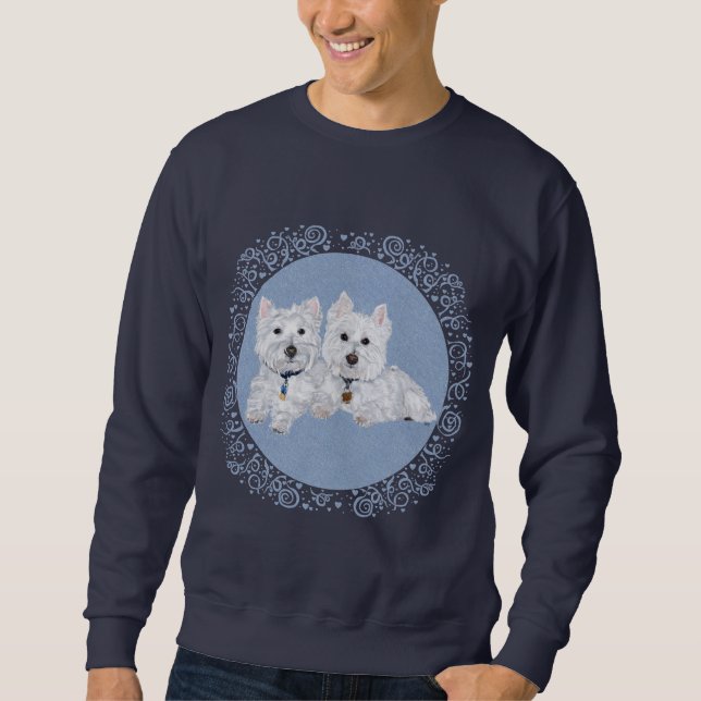Sweatshirt Westies on Blue (Devant)
