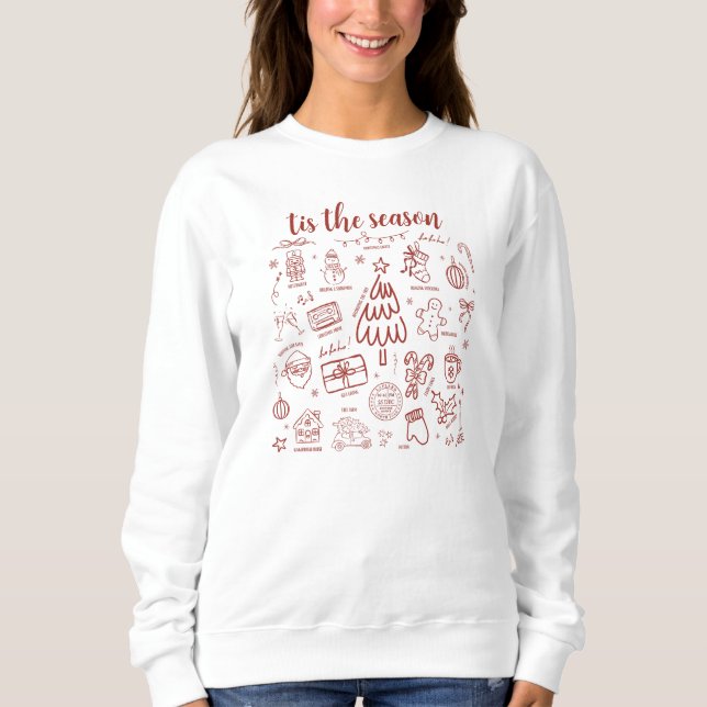 Sweatshirt Whimsical Hand Drawn Doodle Red (Devant)
