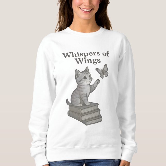 Sweatshirt Whispers of Wings: Magical Cat, Butterfly & Book (Devant)