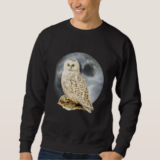 Sweatshirt White Owl Staring Eyes In Front Of The Moon