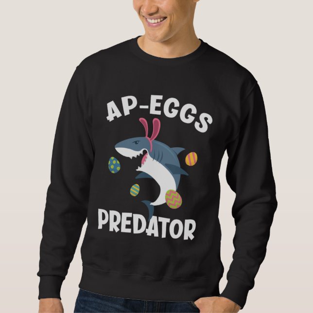 Sweatshirt White Shark Easter Bunny Ap Eggs Predator (Devant)