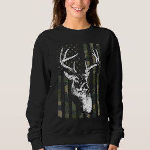 Sweatshirt Whitetail Buck Deer Hunting USA Camouflage Amériqu