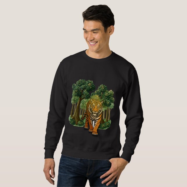 Sweatshirt “Wild Tiger in the Forest – Natural Light Jungle D (Devant entier)