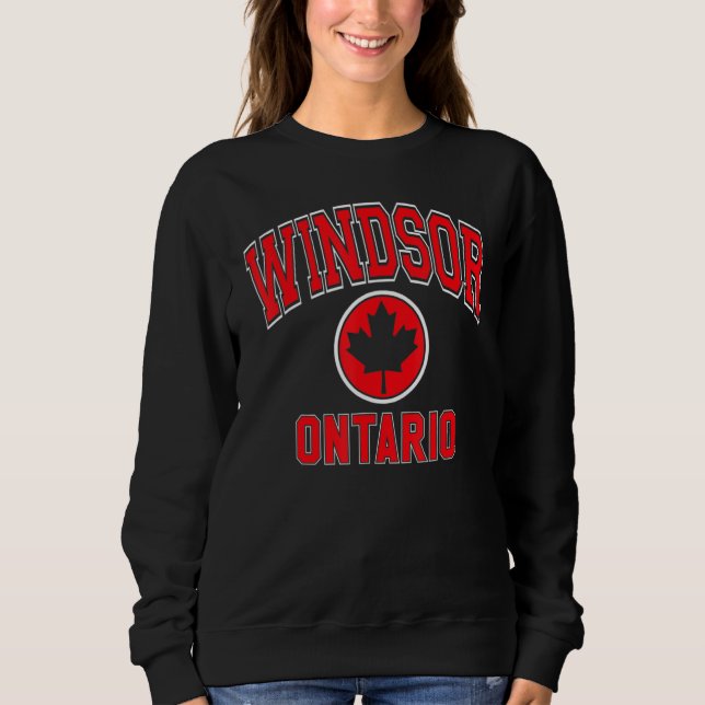 Sweatshirt Windsor Canada Maple Leaf Circle Varsity Style Red (Devant)