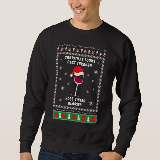Sweatshirt Wine   for christmas  Ugly xmas 1 (Devant)