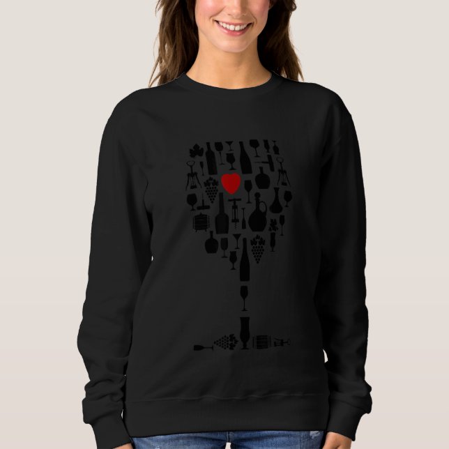 Sweatshirt Wine Glass Heart Wine   (Devant)