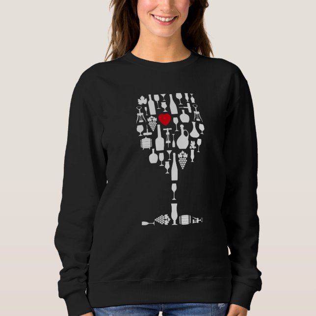 Sweatshirt Wine Glass Heart Wine     1 (Devant)