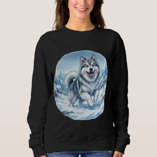 Sweatshirt Winter Mountain Dog Chest Print