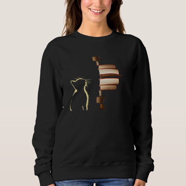 Sweatshirt With Cats And Books  Cat Book (Devant)