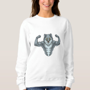 Sweatshirt Wolf comme Bodybuilder avec de grands Muscles