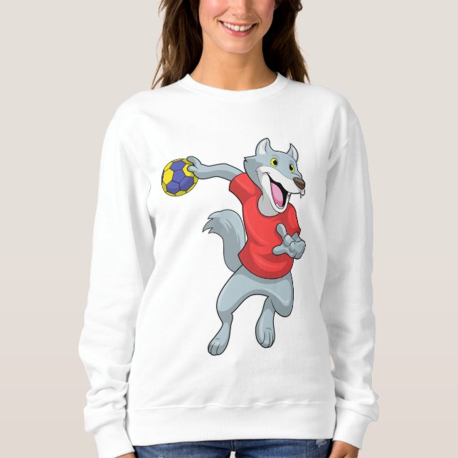 Sweatshirt Wolf comme joueur de handball avec Handball (Devant)