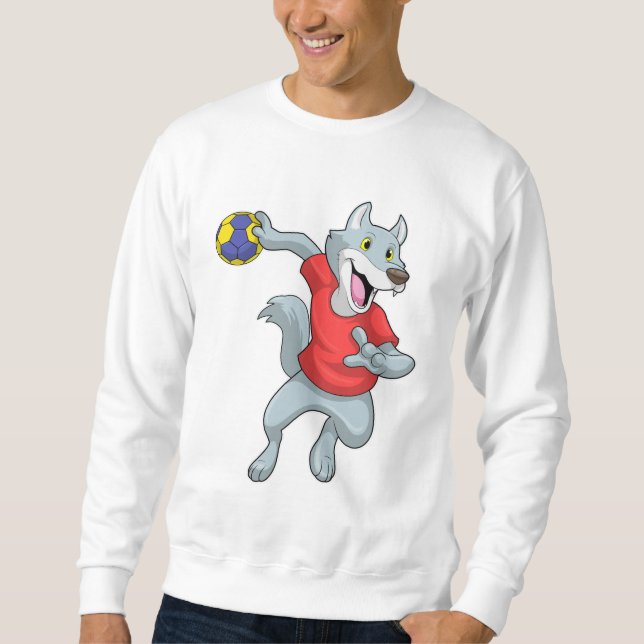 Sweatshirt Wolf comme joueur de handball avec Handball (Devant)
