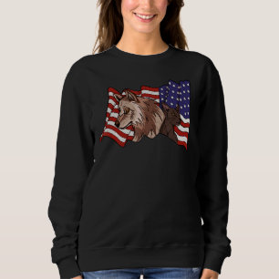 Sweatshirt Wolf Faune Animal Drapeau Américain Loups Loup Un