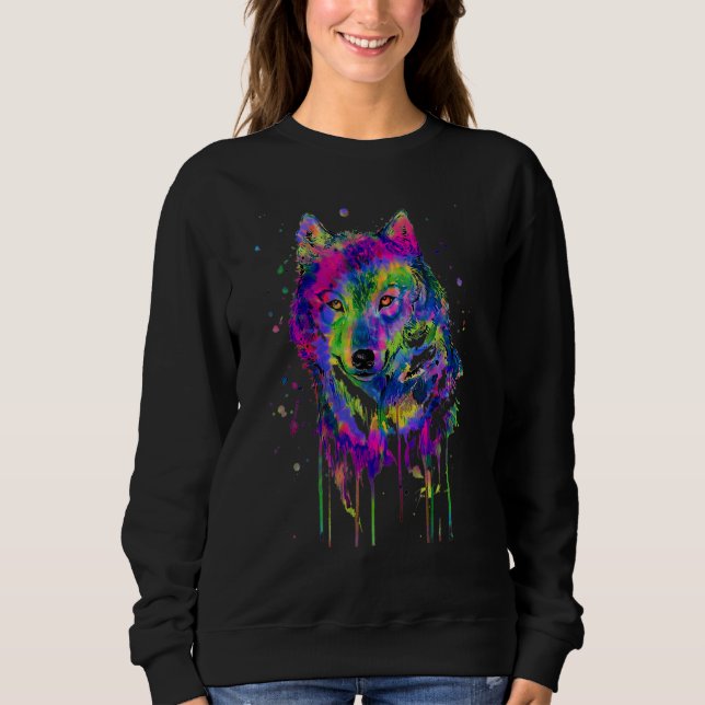 Sweatshirt Wolf For Men Wolf Women Wolf Moon Tie Dye (Devant)