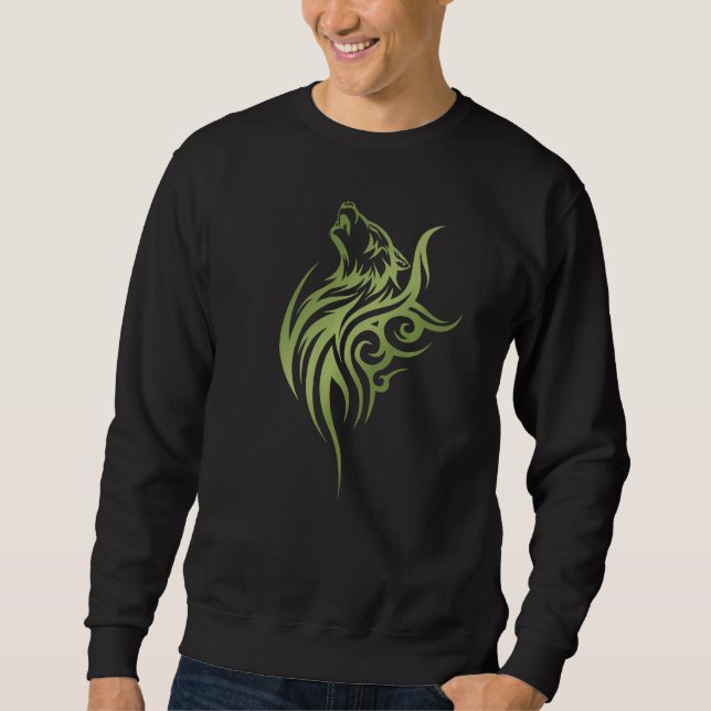 Sweatshirt Wolf Love Wolves Tribal Tattoo Wolf 1 (Devant)