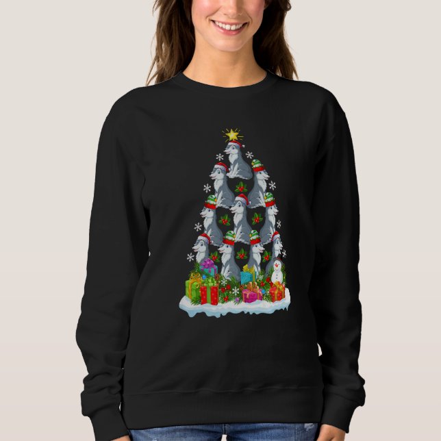 Sweatshirt Wolf  Xmas Holiday  Wolf Christmas Tree (Devant)