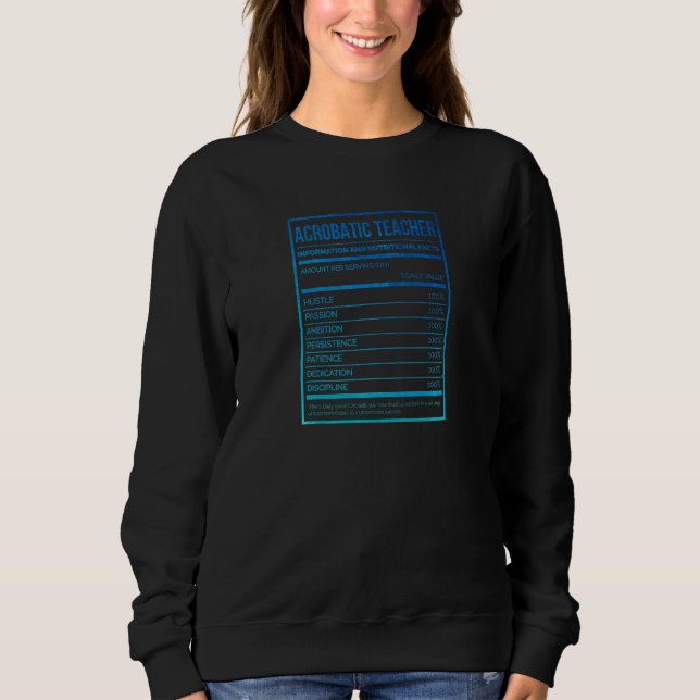 Sweatshirt Womens Acrobatic Teacher Information Nutritional F (Devant)