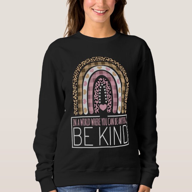 Sweatshirt Womens Be Kind Kids Kindness Teacher Outfits Leopa (Devant)