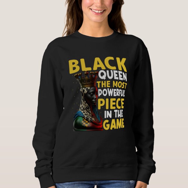 Sweatshirt Womens Black Queen Most Powerful Chess African Ame (Devant)
