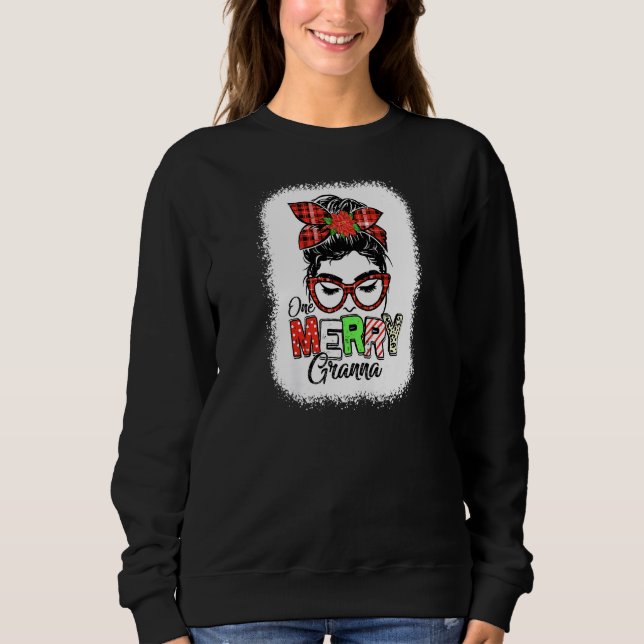 Sweatshirt Womens Bleached Red Plaid One Merry Granna Messy B (Devant)