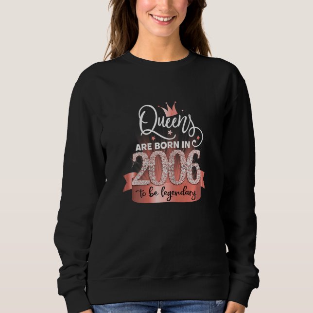 Sweatshirt Womens Born In 2006 I Elegant Black Rose Party Out (Devant)