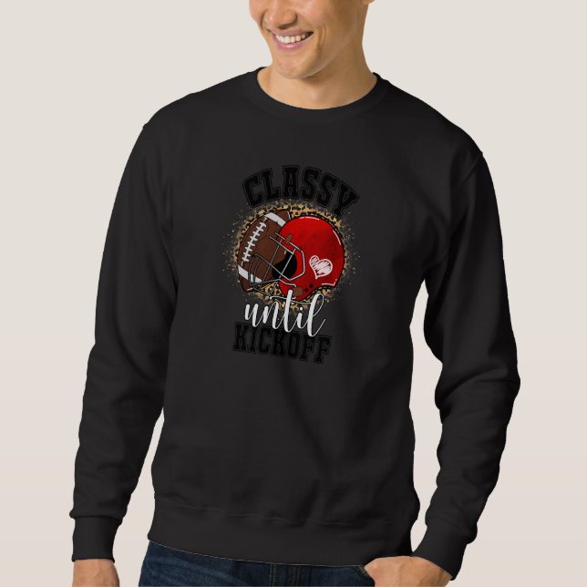 Sweatshirt Womens classy until kickoff Leopard American Footb (Devant)