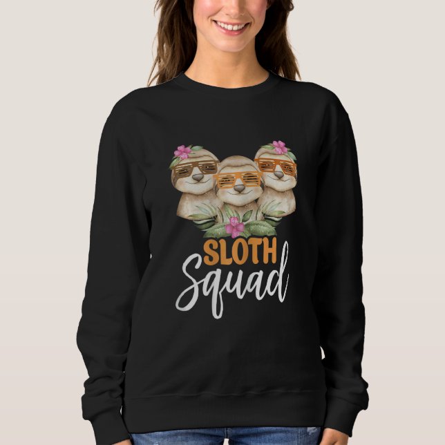 Sweatshirt Womens Cute Sloth Squad   Retro 80s Style Matching (Devant)