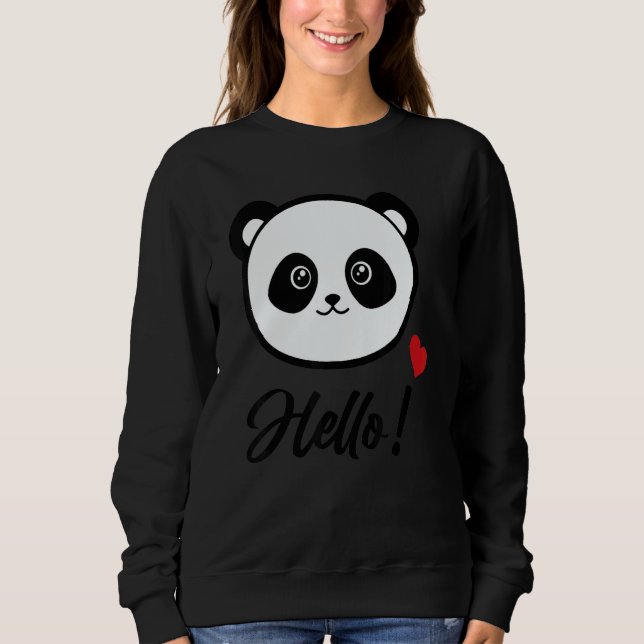 Sweatshirt Womens  Panda 'hello' (Devant)