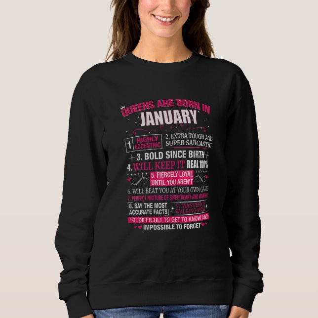 Sweatshirt Womens Queens Are Born In January (Devant)