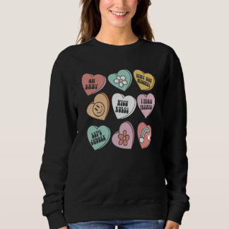 Sweatshirt Womens Retro Groovy Heart Candy NICU Nurse Valenti