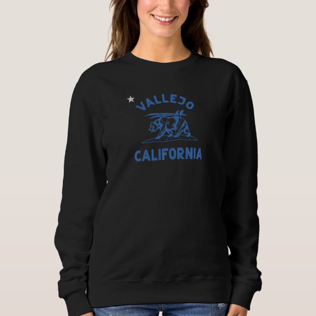 Sweatshirt Womens Vallejo California Beach Flag Bear Surf Ca  (Devant)