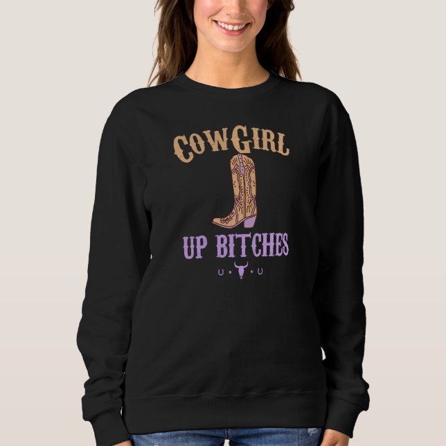 Sweatshirt Womens Western Cowgirl Yeehaw Hippie Boho Cow Bull (Devant)