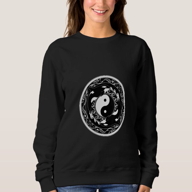 Sweatshirt Womens Yin Yang Orcas V Neck (Devant)