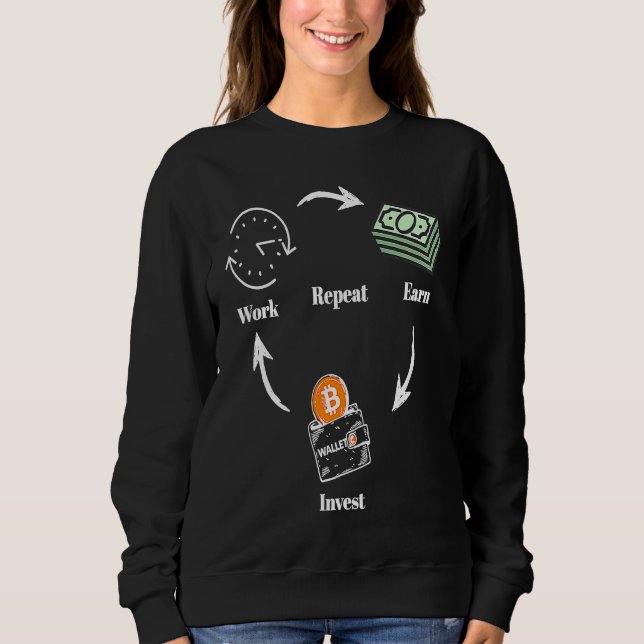 Sweatshirt Work Earn Invest Repeat Bitcoin (Devant)