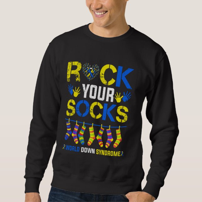 Sweatshirt World Down Syndrome Day Rock Your Socks Awareness  (Devant)
